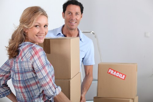 Moving team checking access and safety at a property
